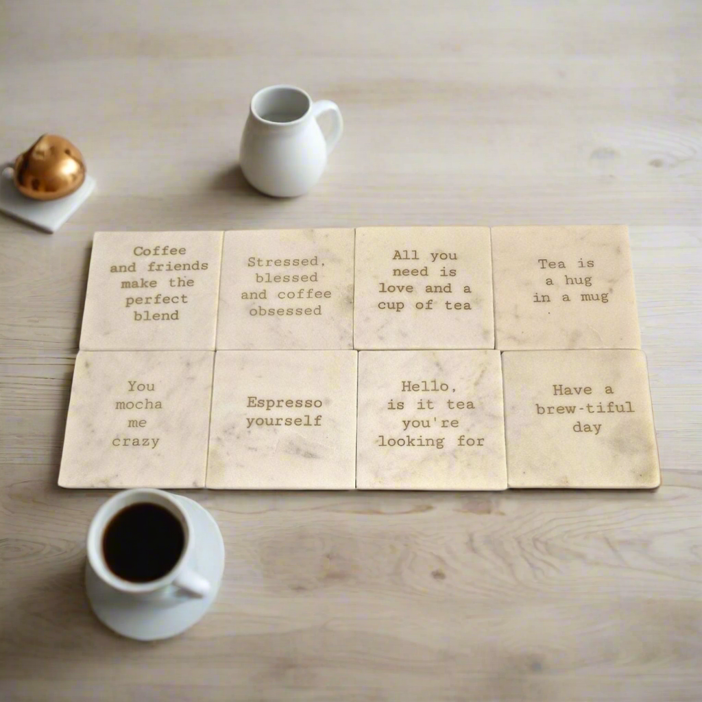 Set of 8 Marble Quote Coasters