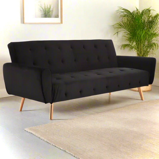 Lila Black Velvet Sofa Bed