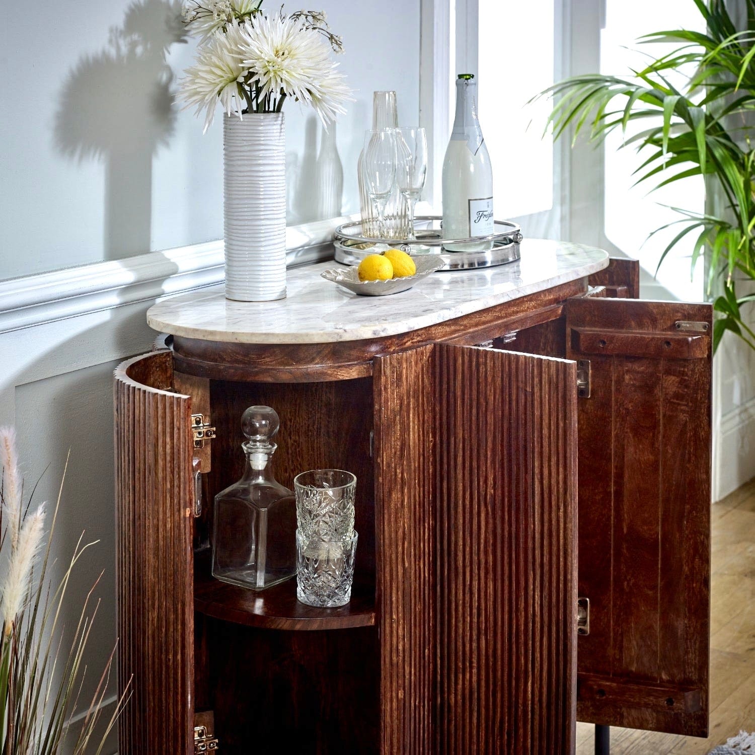 Marble Top Drinks Cabinet Sideboard - Lindo Living