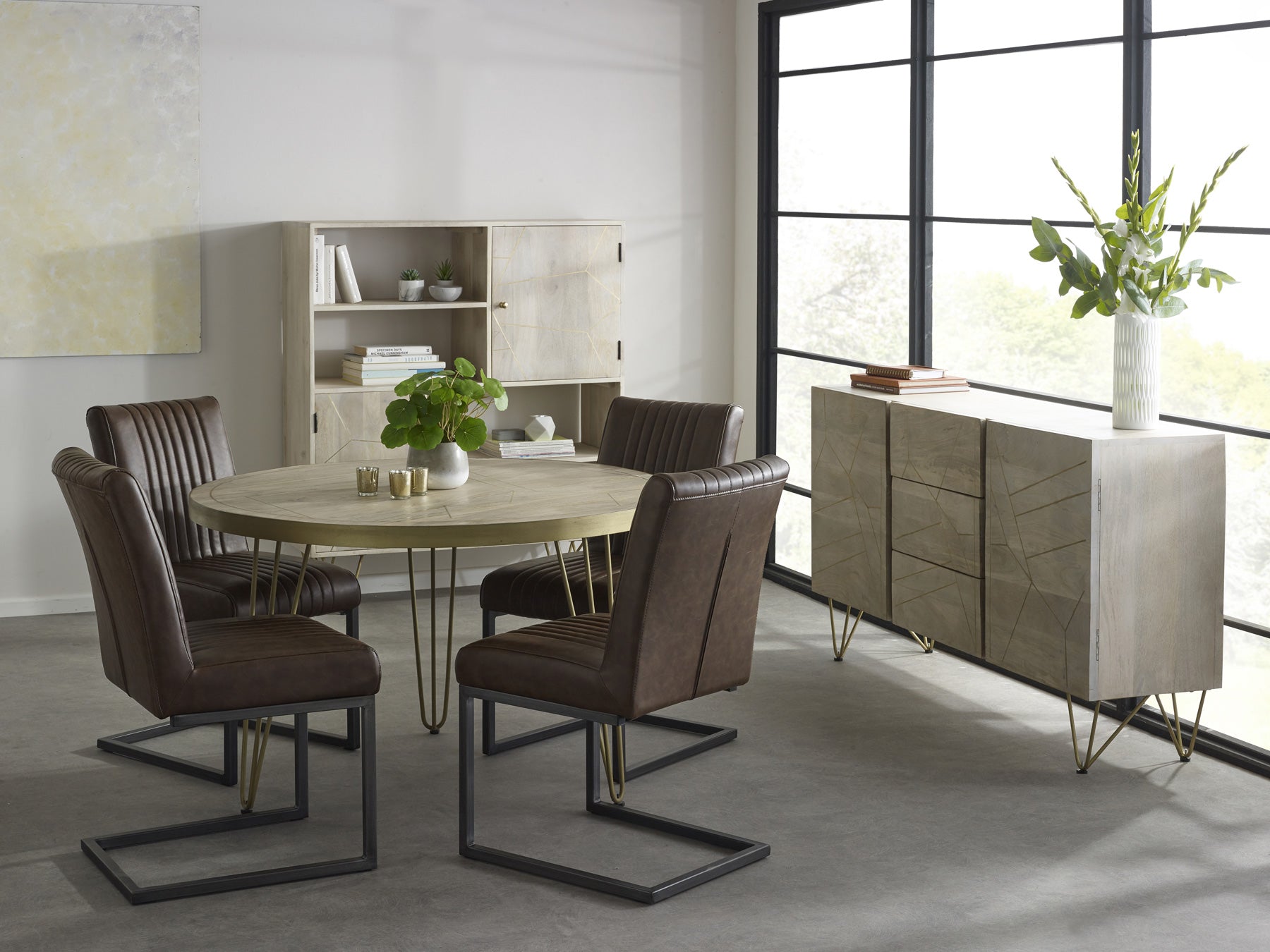 Elegant light wood gold sideboard with a sleek design, featuring a smooth wooden surface, spacious storage, and gold accents, perfect for adding a touch of modern sophistication and functionality to any living or dining room