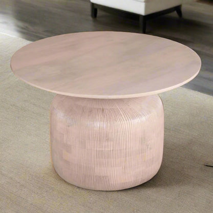 Round Carved Coffee Table - Lindo Living