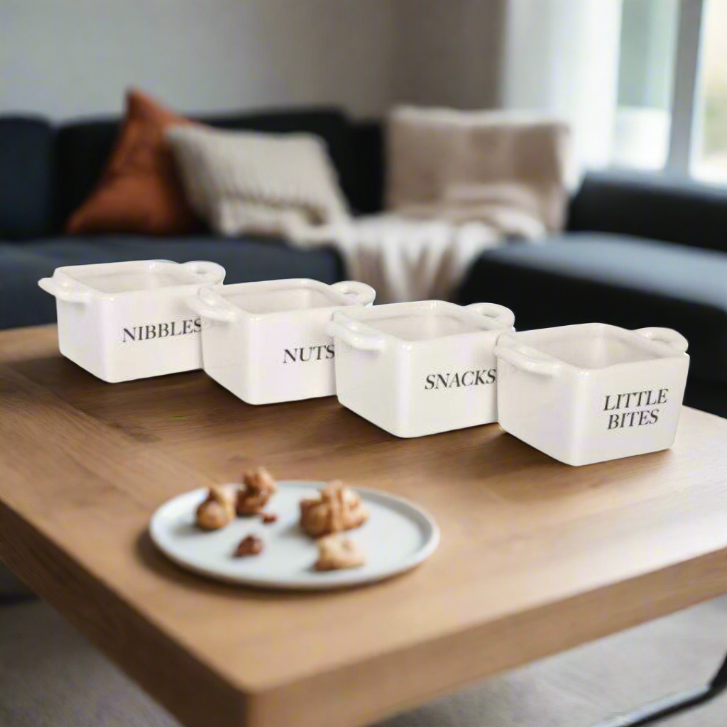 White Ceramic Snack Bowls Set of 4