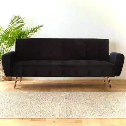 Lila Black Velvet Sofa Bed