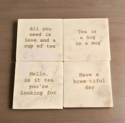 Set of 8 Marble Quote Coasters