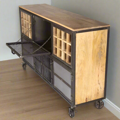 Reclaimed Industrial Style Bar Cabinet Sideboard - Lindo Living