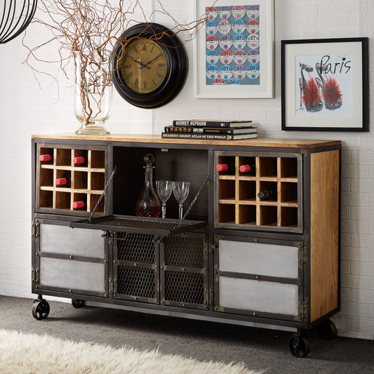 Reclaimed Industrial Style Bar Cabinet Sideboard - Lindo Living