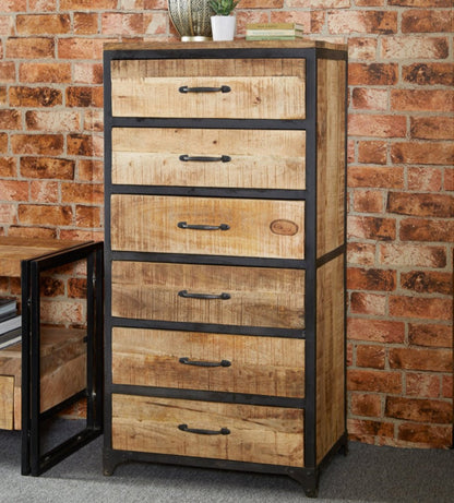 Reclaimed Industrial Style Chest of Drawers 6 Drawer - Lindo Living