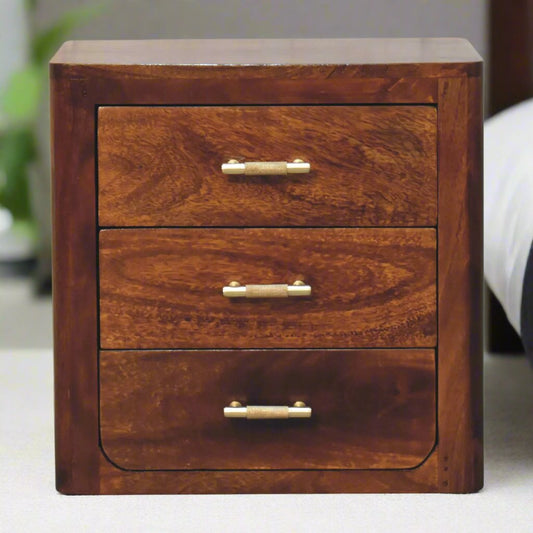 Gold Detail Chestnut Side Table