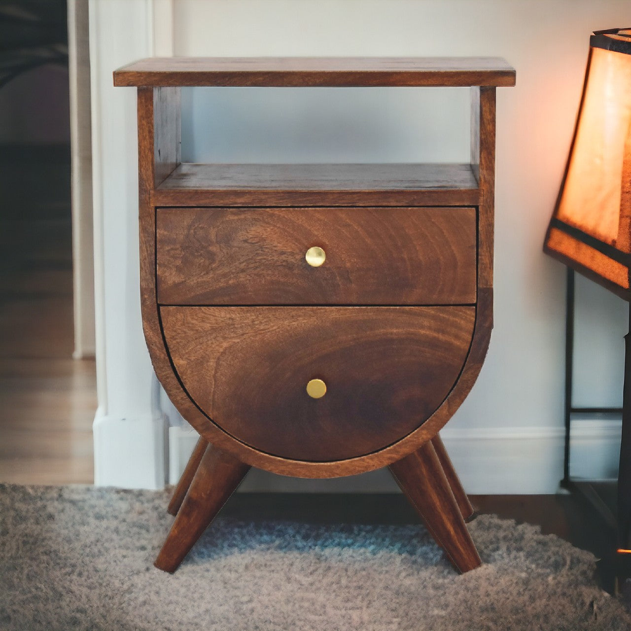 Curved Bottom Chestnut Side Table