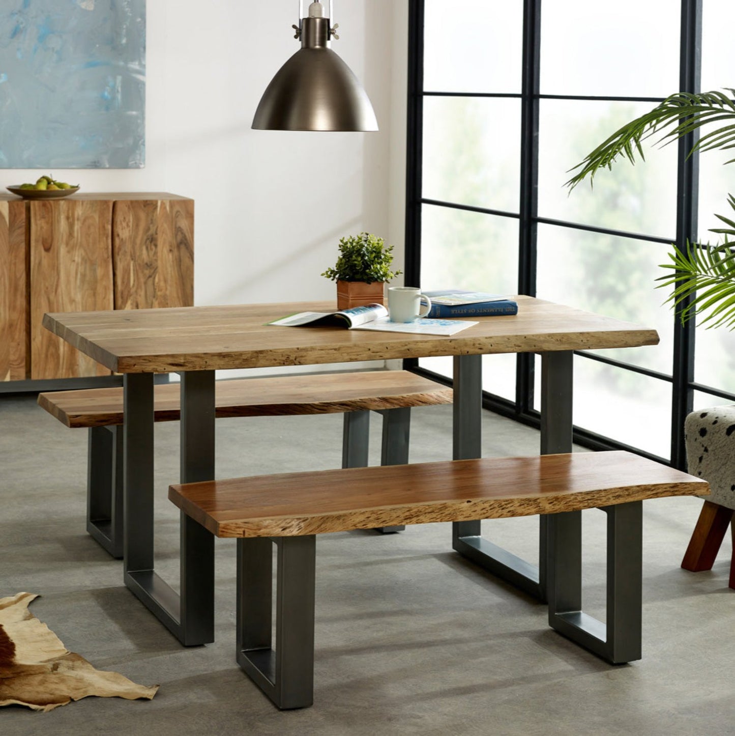 Enjoy free delivery on the Solid Acacia Wood Dining Bench, featuring a live edge top crafted from eco-friendly wood. Measuring 125x40x45 cm (LxDxH), this stylish bench adds natural elegance to your dining or living space. With only partial assembly required for the legs, setup is easy. Enhance your home with this beautifully crafted, sustainable bench that combines functionality and rustic charm.