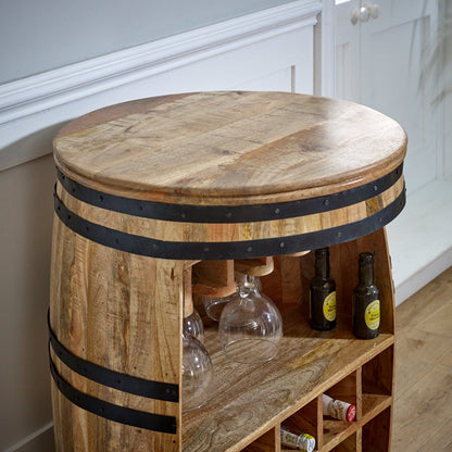 Natural Wood Barrel Drinks Cabinet - Lindo Living