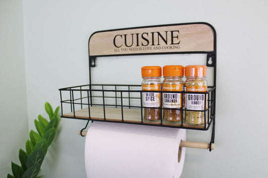 Kitchen Shelf Storage with Kitchen Roll Holder - Lindo Living