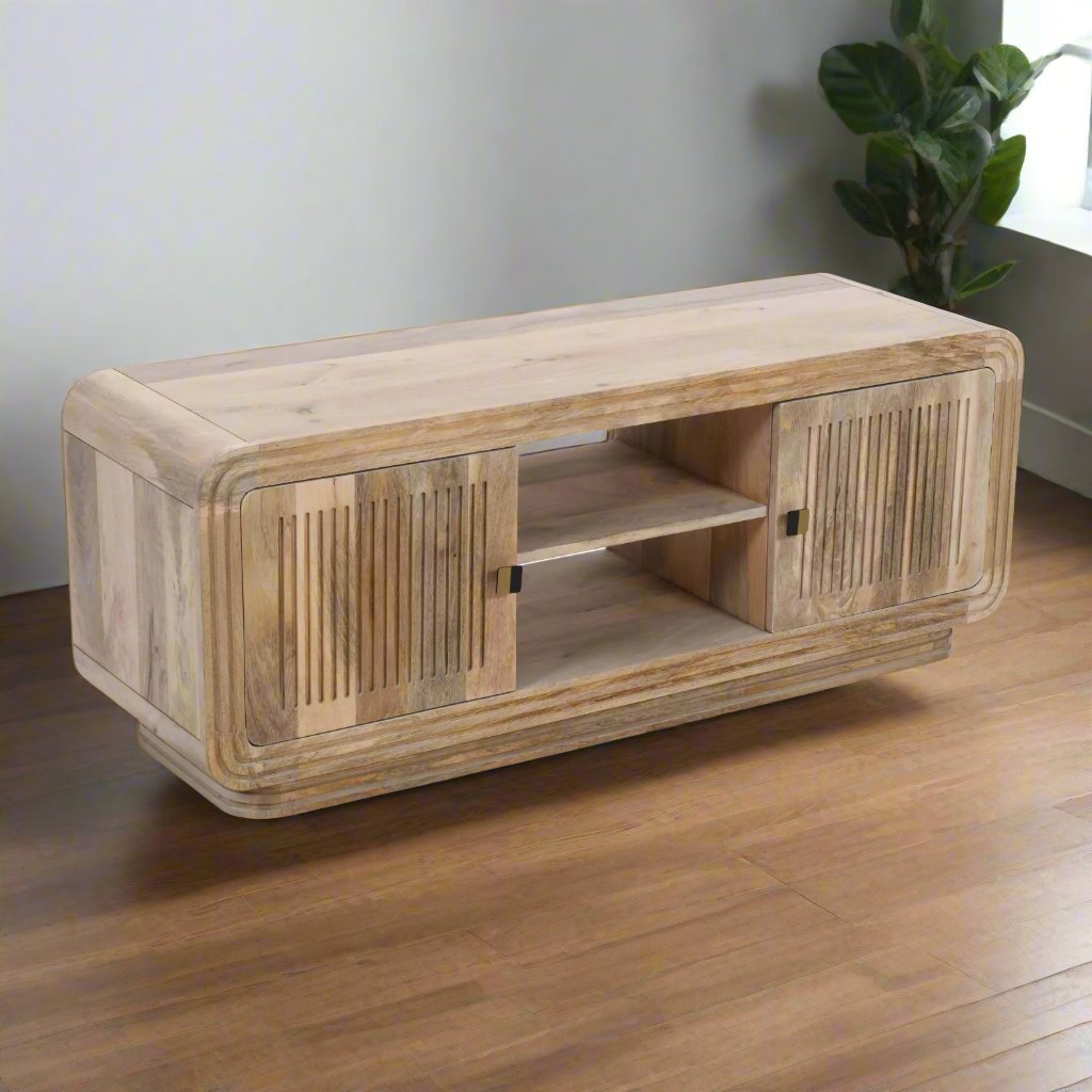 Oak Wood Detailed TV Stand Media Unit - Lindo Living