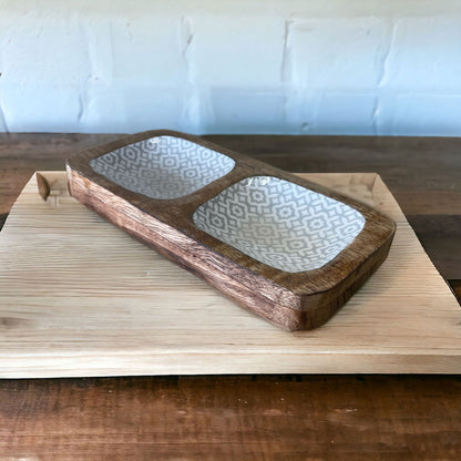 Wooden Duo Snack Bowl