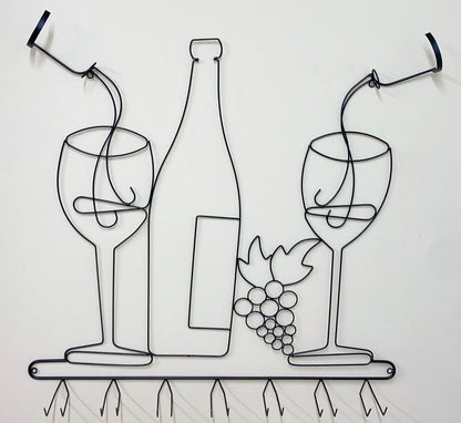 Wire Wine Bottle & Glass Holder