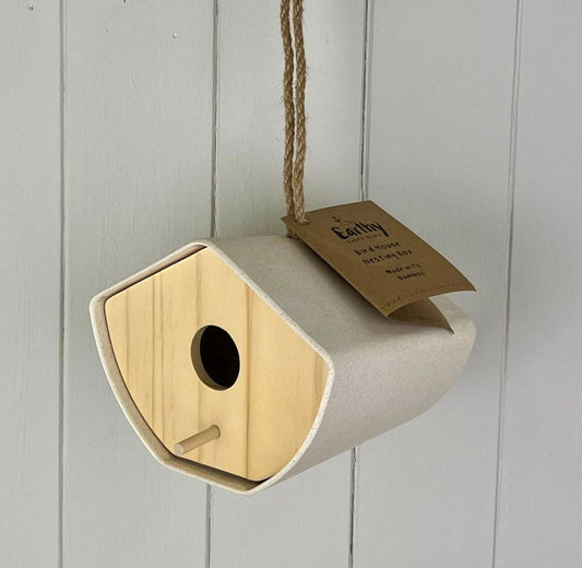 Natural Bamboo Japandi Birdhouse White