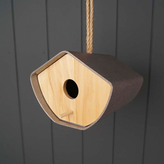 Natural Bamboo Japandi Birdhouse Brown