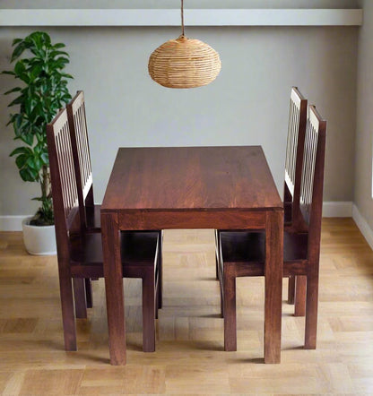 "Toko Mango collection of contemporary furniture made from 100% solid mango wood with a dark walnut stain, eco-friendly, handcrafted, and fully assembled, sold in pairs with free delivery."