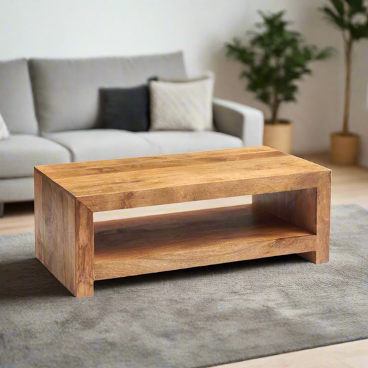 Natural Solid Handcrafted Wood Coffee Table - Lindo Living